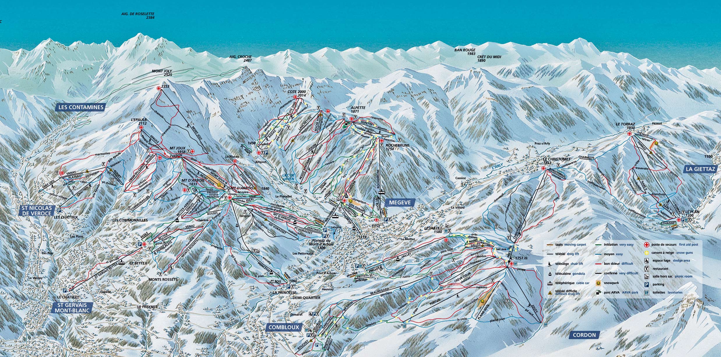 Plan des pistes megeve ski megeve map domaine skiable de megeve 